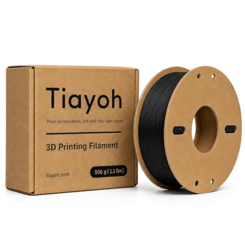 Tiayoh Black PLA 3D Printer Filament 1.75mm, ±0.02mm, 500g Spool, 1.1lbs
