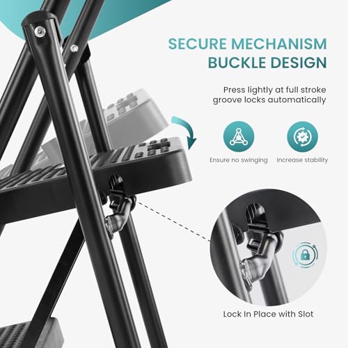 image for Smug Step Ladder, 2 Step Stool Foldable with Anti-Slip Pedal & Comfort