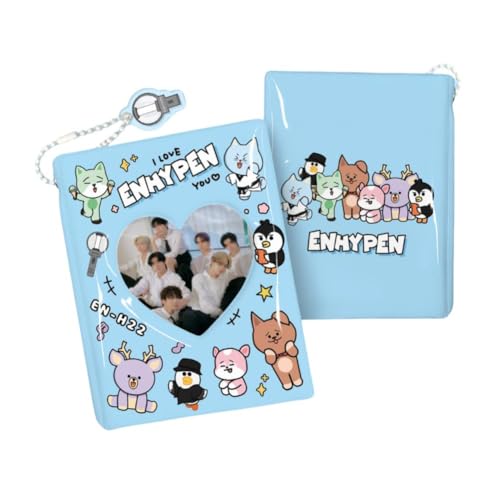 Enhypen - Raccoglitore per cartoline con portachiavi, mini album fotografico, 40 tasche