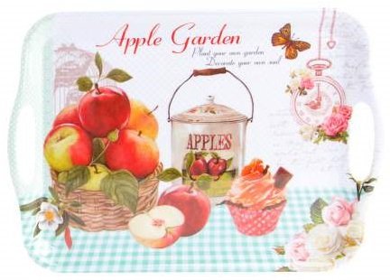 Plateau repas fruit et papillon au style campagne vintage rétro 35x25 cm