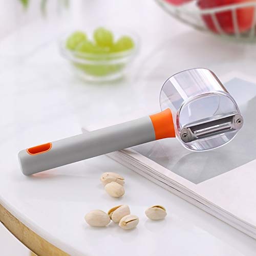 Kartoffel-Gemüseschäler und Obstschäler (mit Schäl-Aufbewahrungsbox), kreativer Edelstahl-Aktenvernichter für Kürbis, Karotten, Gurken und Kartoffeln,