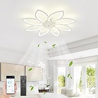 Lampadario Con Ventilatore Da Soffitto 90cm - LED Dimmerabile 90W, Telecomando E APP, 6 Velocità, Motore Silenzioso Reversibile, Bianco - 3