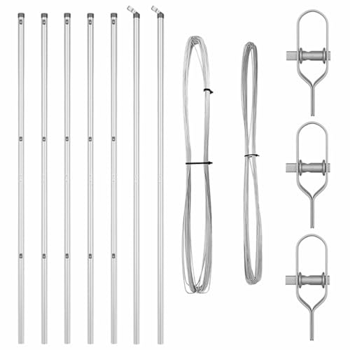 Homgoday Zaunpfosten Set 7 Stück Silber Verzinkter Stahl Zaun Hauszaun Model42004224