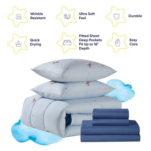 Image of Basketball Comforter Set Full Size - Bed in a Bag with Sheets, Pillowcases & Shams - Soft Stylish Sports Bedding - All Season Boys Basketball Bed Set