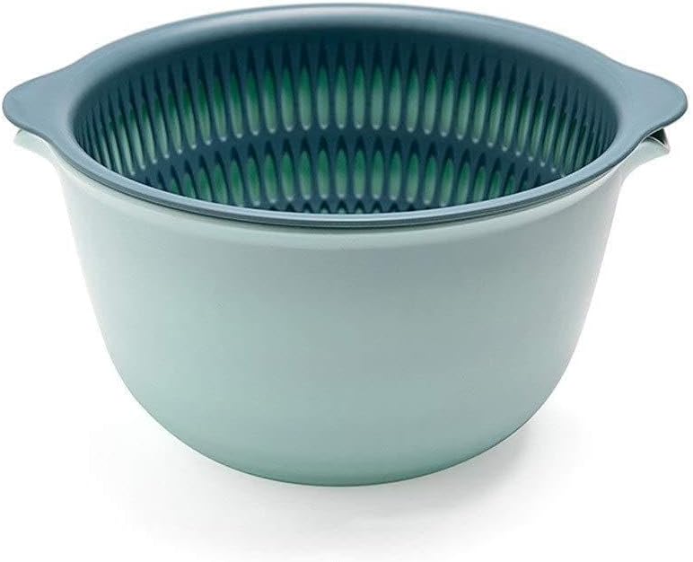 Household Double-layer Plastic Filter Colander/Strainer, Colander for Pasta Vegetables and Fruits with Double Handles and Deep Bowl, 3 Pack(B)