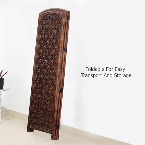 Image of Classic Wood and Craft Wooden Room Divider Partition for Living Room, Privacy Partition, Partition Wall, Divider for Makeup Studio /Office (3 Panels - Taj Design)