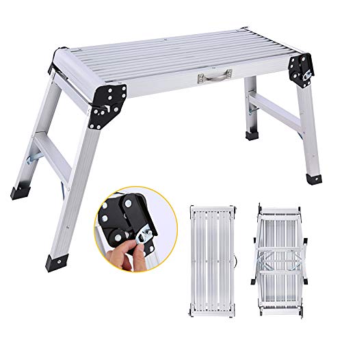 Aluminum Work Platform | Portable Folding Aluminum Step Ladder,Non-Slip Feet, Durable Construction, Easy to Store &Transport -for Washing Vehicles, Cleaning Works, Decorating etc[US Stock]