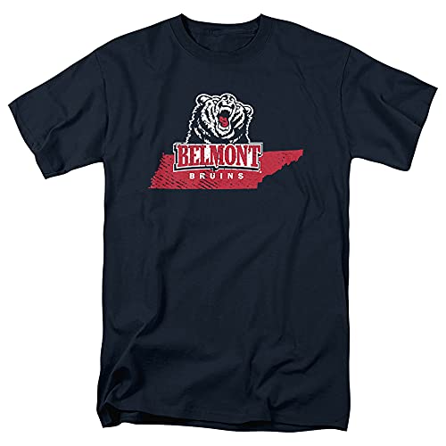 Belmont University Official State Shape Short Sleeve Mens Cotton T-Shirt,Navy, Large