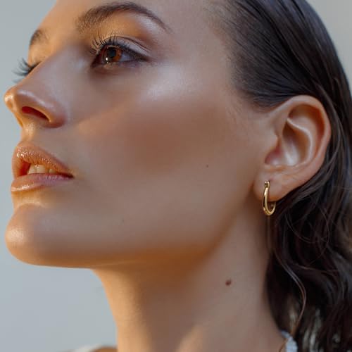 Gold Hoop Earrings 14K Gold Hoop Earrings for Women Earring U-shaped Small Hoops Earring for Women 16/25/30/35mm4