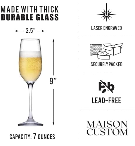Custom Champagne Flutes Set - Wedding Gift Champagne Glasses - Personalized Bride & Groom Champagne Flutes - Mr & Mrs - Set of 2 - Couple Wedding Gifts Idea, Anniversary, Engagement Toasting Glasses - View 5