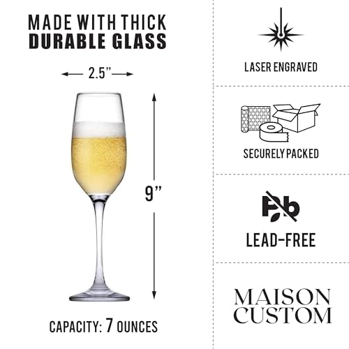 Personalized Champagne Flutes - Set of 2 - Custom Wedding Glasses - Bride & Groom Wedding Gifts for Mr & Mrs - Engagement, Bridal Shower, Anniversary, Gift for Couple - Valentines Day Gift - 6 Designs - Image 4