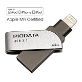 iXflash 64GB USB 3.0 Flash Drive Memory Stick Apple MFi Certified Lightning Connector for Apple iPhone & iPads iOS, External Expandable Memory Storage, Grey