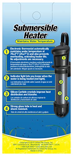 Image of Tetra 26446 HT Submersible Aquarium Heater With Electronic Thermostat, 100-Watt, Multicolor, 10-30 Gallon