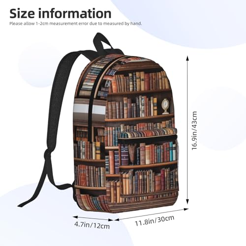 Sac à dos de voyage portable bibliothèque noir multi-poches 43cm