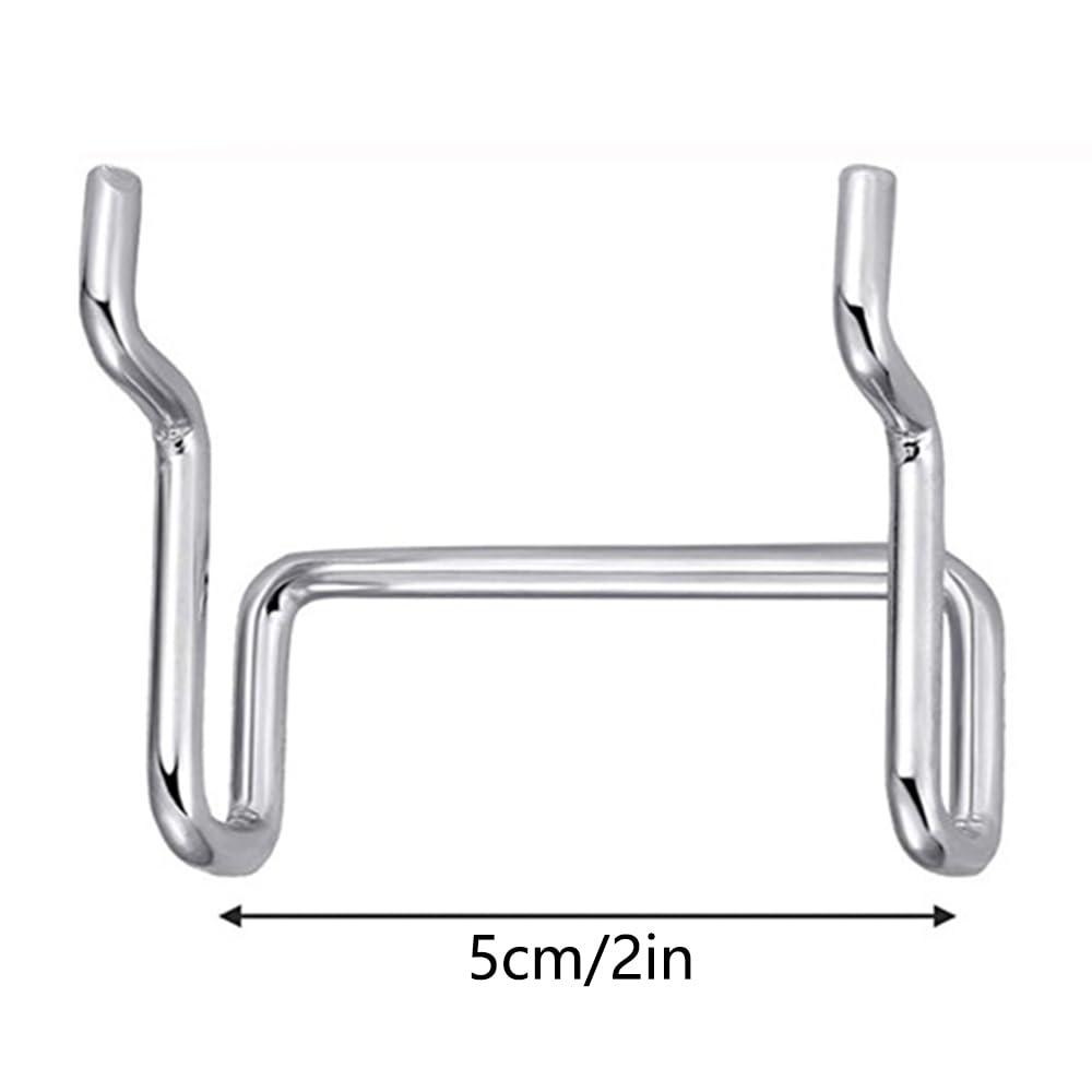 6 ganci per pannello forato, in metallo, 5 cm, resistenti, accessori per pannello forato per garage, ufficio, officina, banco da lavoro