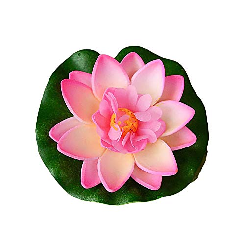 dragonaur Artificial Flower,Refinement Artificial Lotus Leaf Water Lily Floating Flower Garden Pool Pond Tank Ornament for Indoor and outdoor Bright Pink