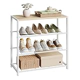 𝐃𝐄𝐒𝐈𝐆𝐍 𝐌𝐈𝐍𝐈𝐌𝐀𝐋𝐈𝐒𝐓𝐄 𝐄𝐓 𝐌𝐎𝐃𝐄𝐑𝐍𝐄 : Cette étagère pour chaussures en métal et en bois composite est élégant et moderne. Combinée de deux couleurs, chêne clair et blanc, cette étagère industrielle peut s'intégrer naturellement aux décorations intérieures de différents styles