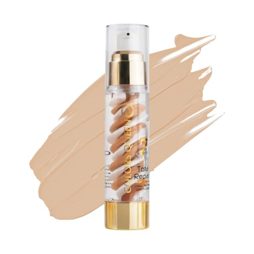 Image of Colors Queen 7 in 1 Total Repair Liquid Foundation | Full Coverage, Oil Free Comes with Primer, Concealer, Moisturizer, CC Cream for Smooth and Radiant Skin | Foundation for Face Makeup (03 - Natural, 50g)