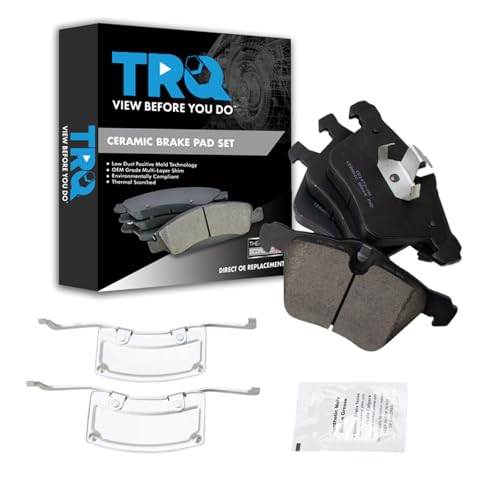 TRQ Front Ceramic Brake Pad Set Includes Contact Point Grease and Hardware Compatible with 2019 Jaguar XJ V6 3.0L 2018 XJ L Portfolio 2018 XJ R-Sport 2016-17 XJ All Wheel Drive 2015 XF Portfolio by TRQ - Used condition - US$56.95