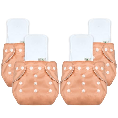 Image of Bumpers Baby Reusable Cloth Diaper with Insert Pad | Leak-Proof, Super Absorbent & Ultra Soft | Adjustable & Washable Cloth Diaper | Prevent Rashes | Freesize 5-17Kg | (3M-3Y), Pack of 4, Orange