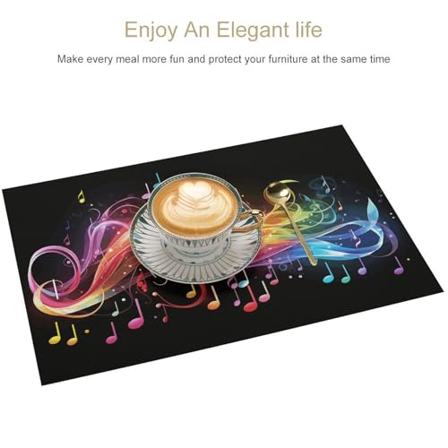 Set de table musique arc-en-ciel en PVC lavable résistant x6 - 4