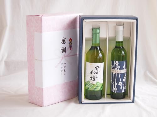 感謝の贈り物ボックス 山梨県産デラウェア種甘口白ワインと国産ワインセット(京都青谷 梅わいんワインやや甘口(京都府)500mlシャンモリ実りの収穫甘口白ワイン9度 777ml