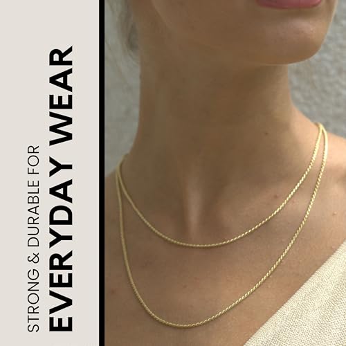 KISPER Solid 18K Gold Over 925 Sterling Silver Italian Diamond-Cut 1.5mm Braided Rope Chain Necklace - for Men & Women with Lobster Clasp - Made in Italy4