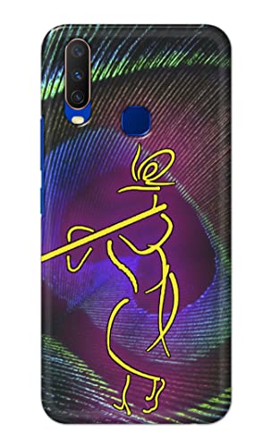 Image of PRINTFIDAA Lord Krishna On Peacock Feather Hard Back Cover for Vivo Y15 / Vivo Y17 / Vivo U10 / Vivo Y12 / Vivo Y11 (6.35 inch) Back Cover -(P6) KAT1007
