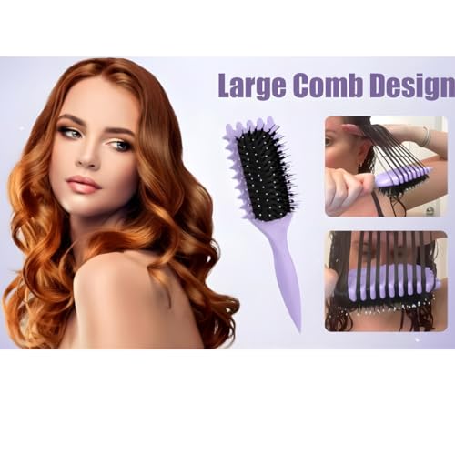 Image of KAIDAA Curl Defining Hair Brush for Curly & Wavy Hair | Detangling & Anti-Frizz Styling Brush for Wet & Dry Hair | For Thick & Frizzy Hair (Purple) (Pack of 1)