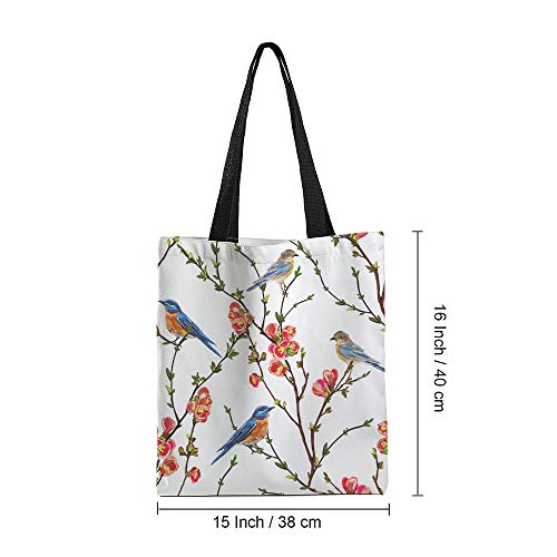 Moslion Bird Print Canvas Tote Bag #TOP12