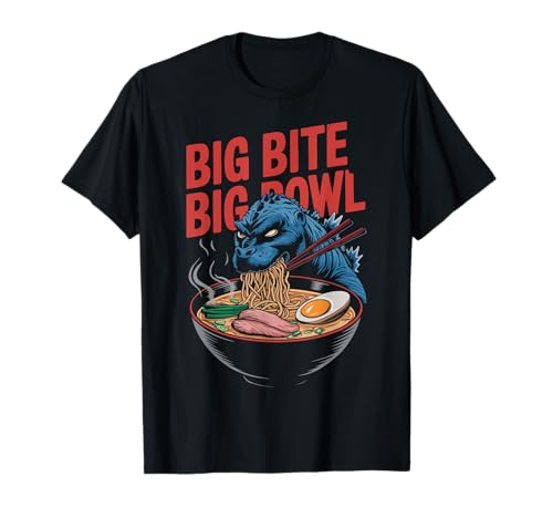 Ramen Bowl Kaiju Monster Comiendo Divertido Camiseta