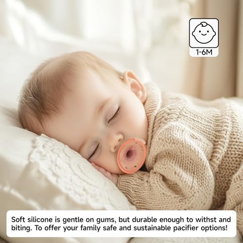 Image of Garkoko Baby Pacifiers 0-6 Months One-Piece Pacifiers 0-3 Months BPA-Free Lightweight Soft Silicone Newborn Pacifier for Breastfed Babies