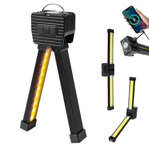 Image of Gym Lamp for Posing, 180 Degree Folding Magnetic Work Light, 7th Gear Dimming, Portable Magnetic LED Flashlight with Hanging Hook, Handheld USB Rechargeable Power Bank Camping Light