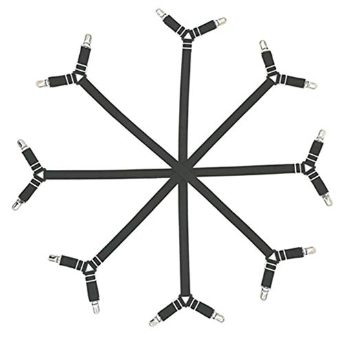 Voarge 8 Stück Verstellbare Betttuchspanner, Lakenspanner mit Metallclips, Kann zum Befestigen von Bettlaken, Bügelbrettern, Sofas usw verwendet Werden 2 Auivguiv 4 Matratze Clips verstellbar unter Matratze Bett/Spannbettlaken Verschluss, unter Matratze Bett Spannbetttuch Klettverschluss Verschluss, langer Gurt Clip Bands (schwarz)