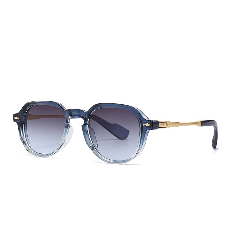 Image of Oval Sunglasses for Women - Rivet Detail Gradient Shades Protection, Vintage-Inspired Fashion Eyewear, Chic Sun Glasses