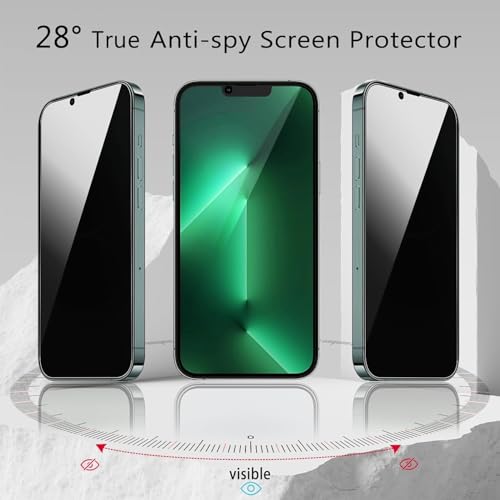 Image of Privacy Screen Protector, Compatible with iPhone 13 Pro Max - Pack of 2, Anti-Spy 9H Tempered Glass, Face ID Compatible, Anti-Fingerprint, Smudge Resistant