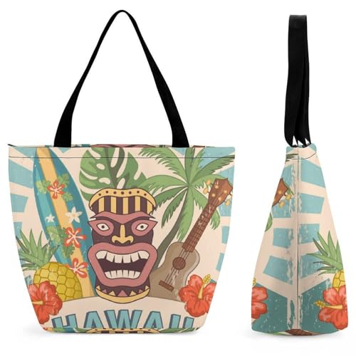 Sac à bandoulière grand format motif Fête Hawaïenne avec large ouverture voyage