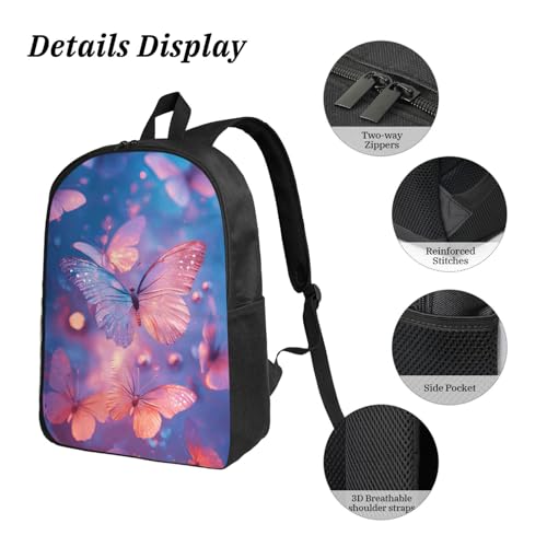 Fantasy Aesthetic Butterfly Backpacks 3 Pcs Cute Lightweight Daypack with Fun Graphic Cartoon Print for Daily Commute4