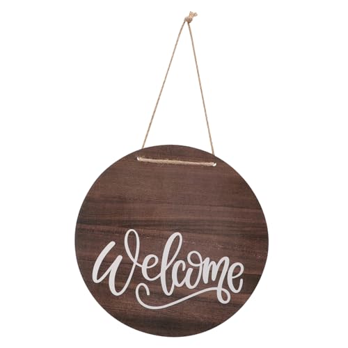 RORPOIR Round Welcome Sign for Front Door Wooden Hanging Decor Farmhouse Style Decor Easy to Use