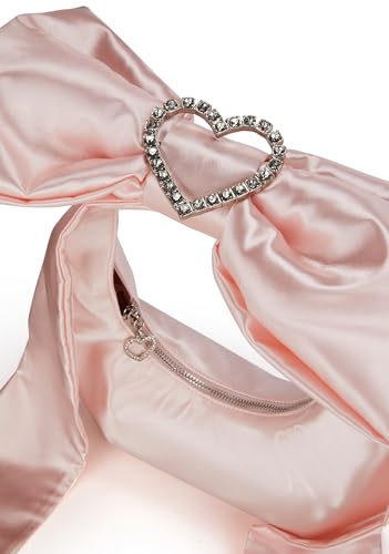 Dolls Kill Lady Royal Shoulder Bag by Sugar Thrillz – Satin Purse with Rhinestone Ribbon Handle & Heart Accent, One Size2