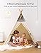 besrey Teepee Tent for Kids with Light & Mat, Toddler Tents Indoor Play Tent Playhouse, Toddler Tipi Cotton, tee Pee Tents for Kids Indoor, Boys & Girls Teepee,Children Room Playhouse