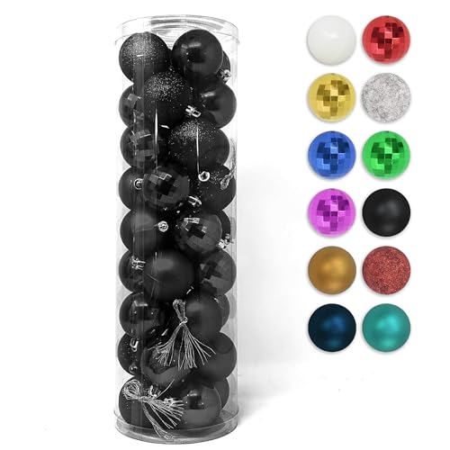 allgala Weihnachtskugeln für Weihnachtsbaum, 5 cm, Schwarz, 36 Stück