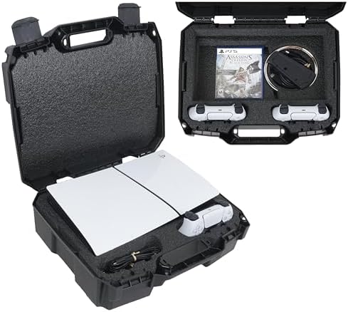 Case Club Hard Case to fit PS5 Slim - Compact Carrying Case Includes Custom Slots for 1 Game, Stand & 1-2 Controllers (PlayStation 5 Slim) : Video Games