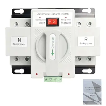 Dual Power Automatic Transfer Switch, 110V 2P 63A CE Certified ATS Generator Changeover Switch 50Hz/60Hz, White