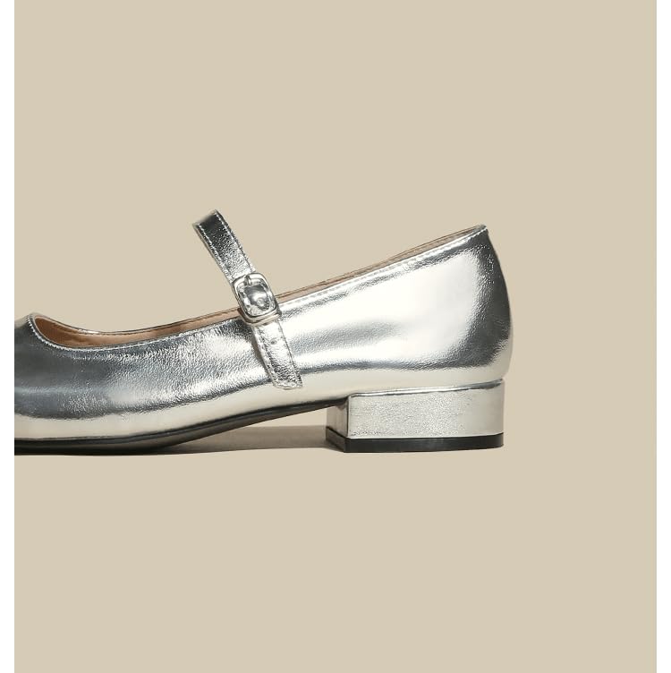 Mary Jane Shoes Women Metallic Shoes Ballet Flats Silver Shoes Coquette Aesthetic Clean Girl Aesthetic3