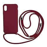 Ququcheng Kompatibel mit Samsung Galaxy A41 Hülle,Handykette Hülle Silikon Seil Necklace Handyhülle mit Kordel Tasche TPU Bumper Schutzhülle für Samsung Galaxy A41-Rot