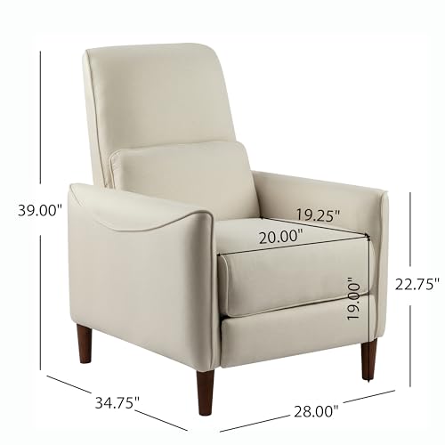 Sillón reclinable empujable tela beige miniatura 2