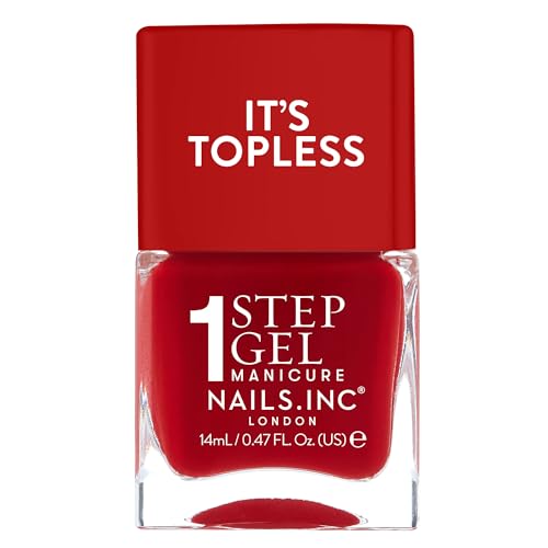 Nails Inc It's Topless Gel-Like Nail Polish, 4-in-1 Base Coat, Treatment, Colour & Top Coat, Long Lasting, Strong, Chip Free Nails, Glossy Salon Quality Manicure, Air Dry Nail Polish, Kendall, 14 ML