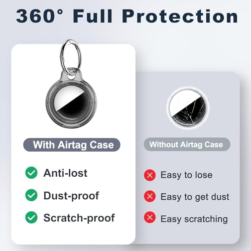 Image of MOLOSLEEVE Case for AirTag 2nd Gen (2026) & 1st Gen, Shockproof Holder Anti-Scratch Protective Cover for Air Tags, Men's Women's Keyrings & Keychains for Keys, Luggage, Bags, Clear Black