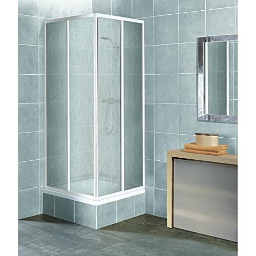 Eckeinstieg Duschkabine Kunststoffglas Tropfendeko Weisse Profile 75x75 75x80 75x90 90x75 80x75 Cover
